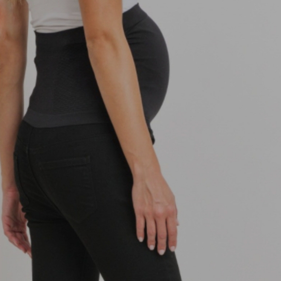 NWT Hello Miz Maternity, black stretch skinny jeans with belly band - Picture 3 of 8